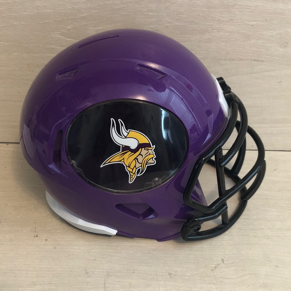 NFL Minnesota Vikings Plastic Helmet Piggy Bank with clear sides for viewing